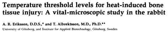 Temperature threshold levels for heat-induced bone tissue injury: A vital-microscopic study in the rabbit